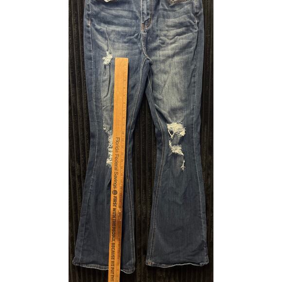 Indigo Rain Womens Jeans Size 9 Distressed Flare Leg Denim Casual Style - Picture 3 of 4